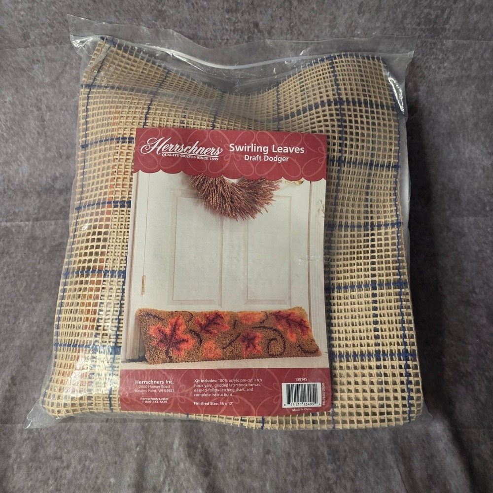 Herrschners Swirling Leaves Fall Draft Dodger Latch Hook Kit 138145 NEW